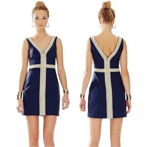 Lilly Pulitzer Bentley Cotton Sheath  Mini Dress In Navy Size 00